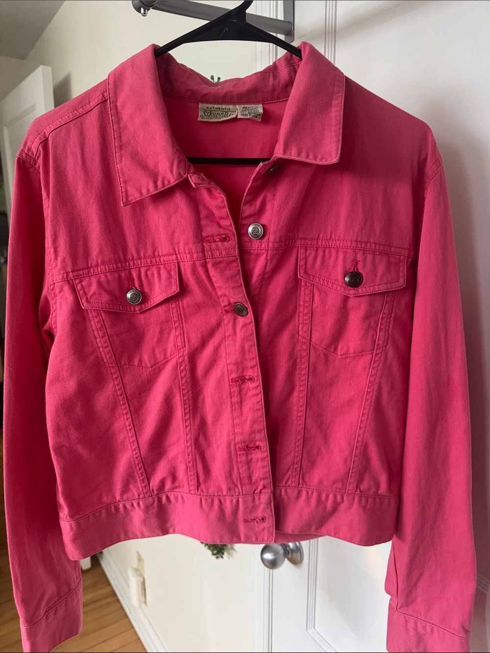 Vintage St. John's Bay Bright Pink Denim-Style Jacket Medium